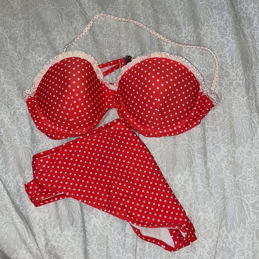US SZ 10 Sheridan Swim Red Polka Dot Bikini